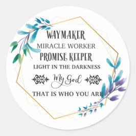 Pegatina Redonda Guirnalda floral cristiana