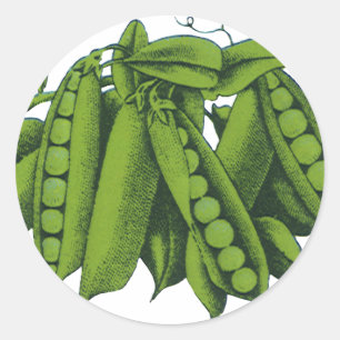 Pegatina Redonda Guisantes dulces vintage, Alimentos, Verduras salu