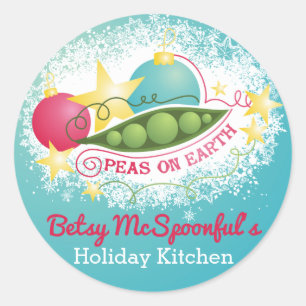 Pegatina Redonda Guisantes en la comida del navidad de la tierra de