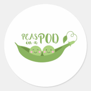 Pegatina Redonda Guisantes En Un Pod
