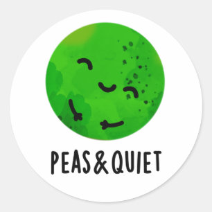 Pegatina Redonda Guisantes Y Curioso Veggie Pea Pun