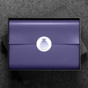 Pegatina Redonda Guiso de lavanda de ala de hadas   Purple Sheen Gr