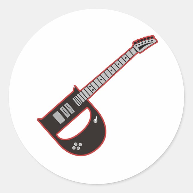 Pegatina Redonda Guitar D (Anverso)