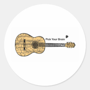 Pegatina Redonda Guitar: Escoge tu cerebro