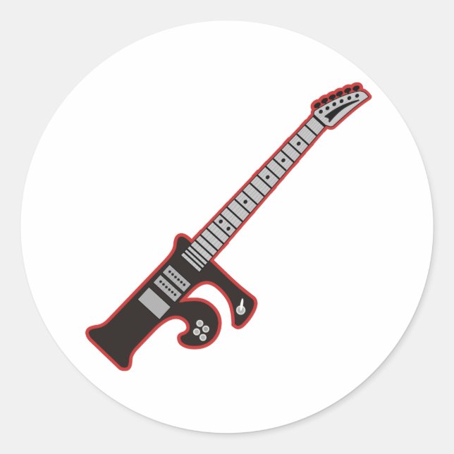 Pegatina Redonda Guitar F (Anverso)