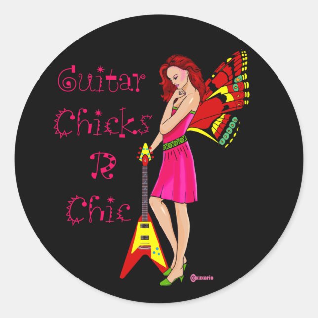 Pegatina Redonda Guitar Fairy (Anverso)
