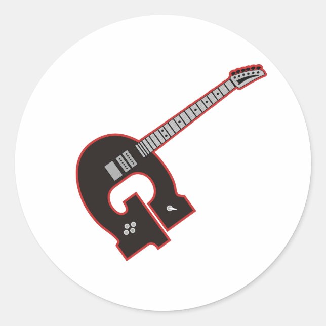 Pegatina Redonda Guitar G (Anverso)