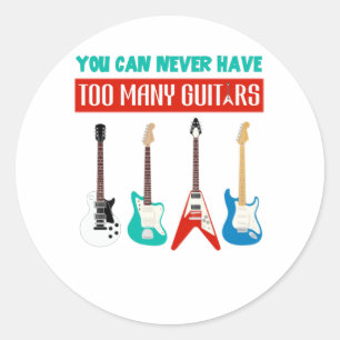 Pegatina Redonda Guitar Lover   Nunca Se Puede Tener A Muchos Guita