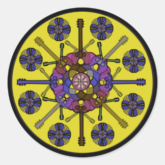 Pegatina Redonda Guitar Mandala