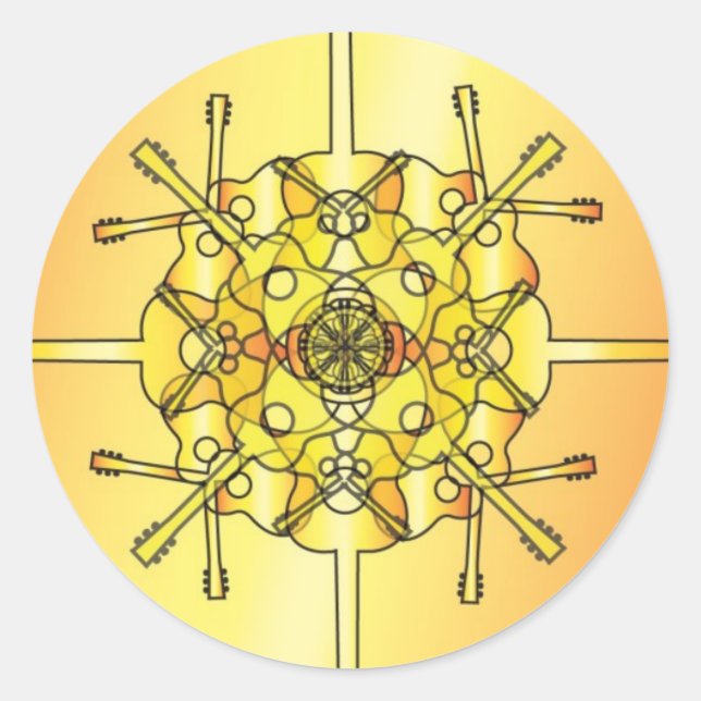 Pegatina Redonda Guitar Mandala (Anverso)