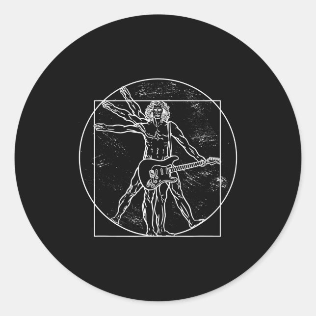 Pegatina Redonda Guitar Player Guitar Musical Instrument Guitarist  (Anverso)