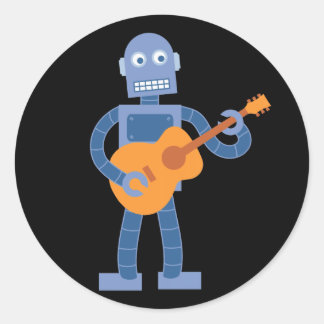 Pegatina Redonda Guitar Robot