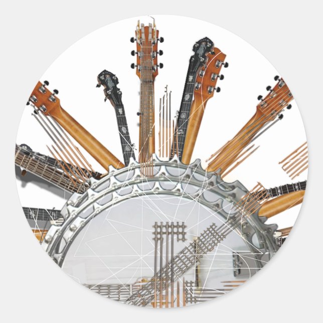 PEGATINA REDONDA GUITAR STRINGS IN THE SUN (Anverso)