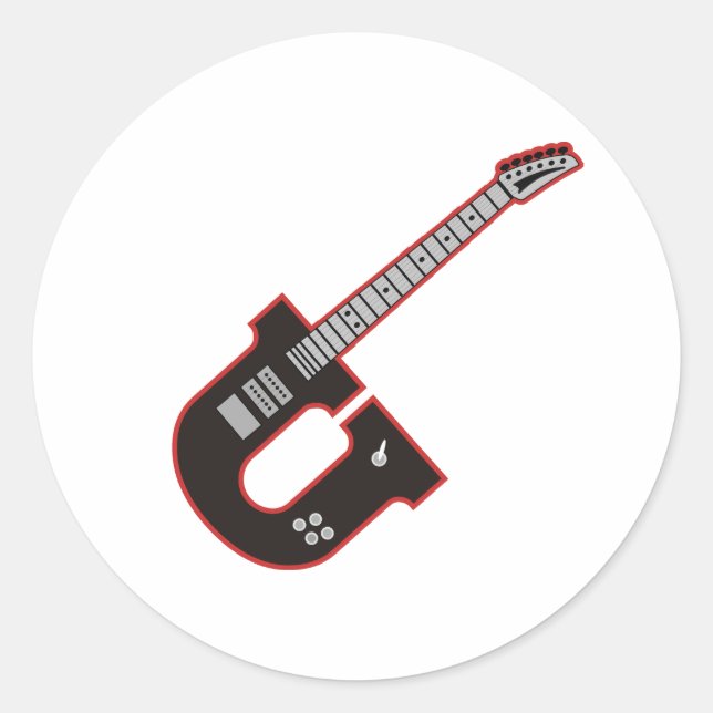 Pegatina Redonda Guitar U (Anverso)