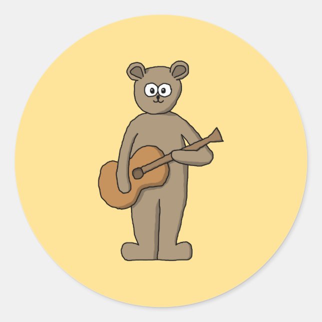 Pegatina Redonda Guitarista. (Anverso)
