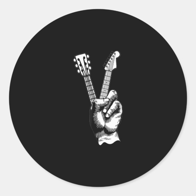 Pegatina Redonda Guitarista de guitarra acústica Bass Player (Anverso)