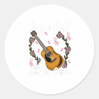 Pegatina Redonda Guitarista Guitarista Guitarista Chica