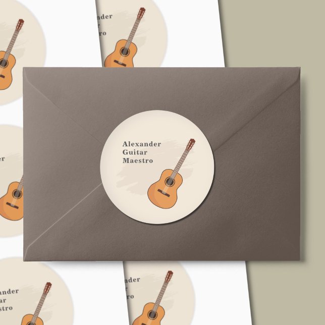 Pegatina Redonda Guitarra Acústica (Acoustic Guitar Sticker)