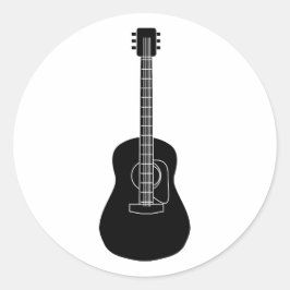 Pegatina Redonda Guitarra acústica negra