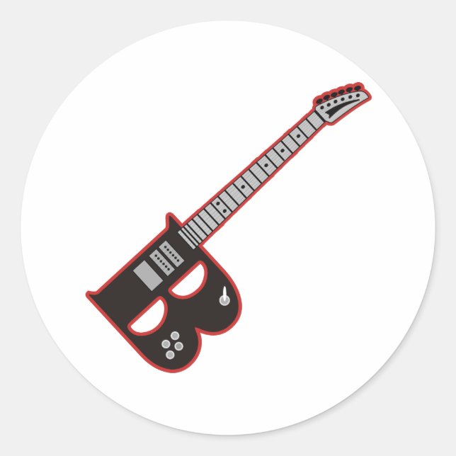 Pegatina Redonda Guitarra B (Anverso)