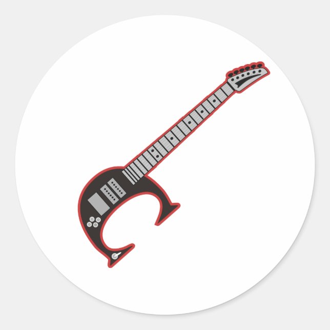Pegatina Redonda Guitarra C (Anverso)
