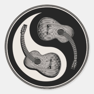 Pegatina Redonda Guitarra clásica Yin Yang