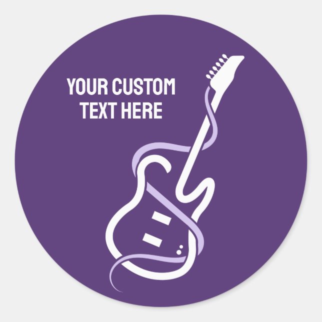 Pegatina Redonda Guitarra con estilo de texto personalizado (Anverso)