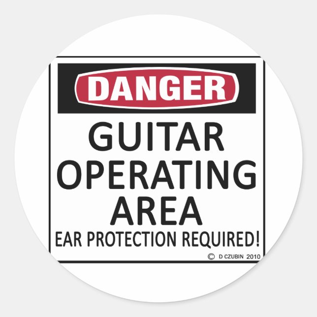 Pegatina Redonda Guitarra De Área Operativa (Anverso)