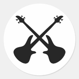 Pegatina Redonda guitarra de bajo cruzado