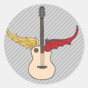 Pegatina Redonda Guitarra de la doble personalidad
