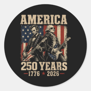 Pegatina Redonda Guitarra del padre fundador Abe Lincoln 250º