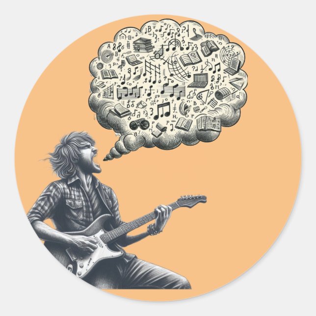 Pegatina Redonda Guitarra explosiva de Solfeggio (Anverso)