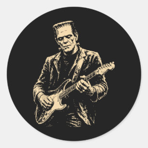 Pegatina Redonda Guitarra Frankenstein