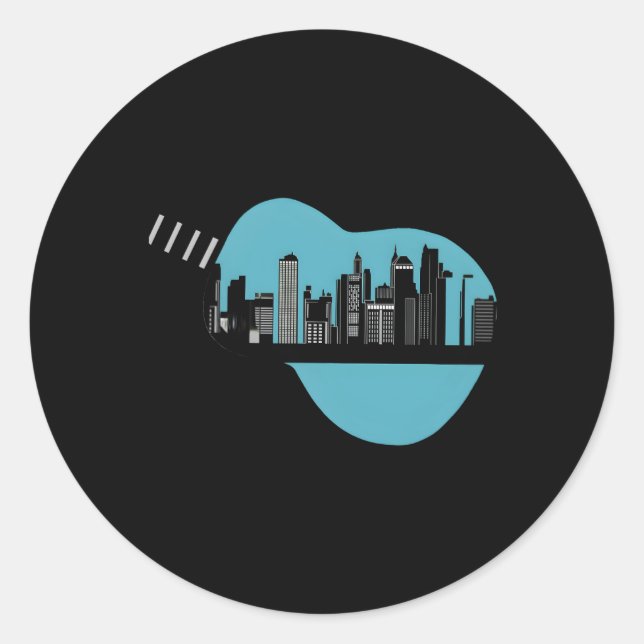 Pegatina Redonda Guitarra Para Guitarista Músico Guitarra (Anverso)