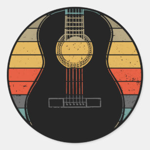 Pegatina Redonda Guitarra retro