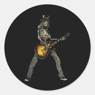 Pegatina Redonda Guitarra Skeleton Guitar Spooky Happy Halloween Ro
