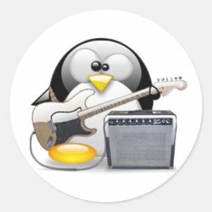 Pegatina Redonda Guitarra y amplificador americanos clásicos Tux