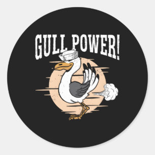 Pegatina Redonda Gull Power Whisperer Bird Seabird Seabll