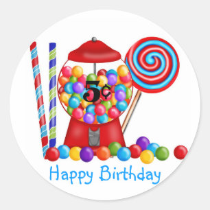 Pegatina Redonda Gumball Machine Candy Lollipop