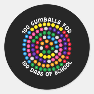 Pegatina Redonda Gumballes De 100 Días De Escuela