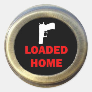 Pegatina Redonda Gun Bearing Home Security