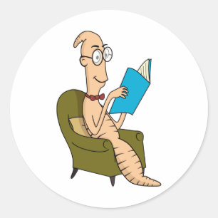 Pegatina Redonda Gusano de biblioteca