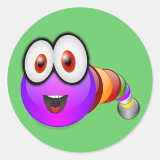 Pegatina Redonda Gusano multicolor