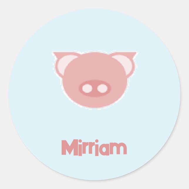 Pegatina Redonda Gusano rosa monogramo en azul (Anverso)