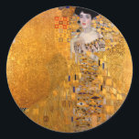Pegatina Redonda Gustav Klimt "Adele" Vintage<br><div class="desc">Esta popular pintura de Klimt se titula "Retrato de Adele Bloch-Bauer" y fue pintada en 1907. Gustav Klimt (14 de julio de 1862 - 6 de febrero de 1918) era un pintor simbolista austríaco y uno de los miembros más destacados del movimiento secesión de Viena. Klimt es conocido por sus...</div>