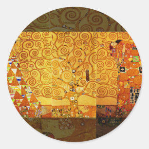 Pegatina Redonda Gustav Klimt Árbol de la Vida: Simbolista Art Nouv