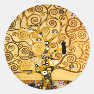 Pegatina Redonda Gustav Klimt Árbol de la Vida: Simbolista Art Nouv
