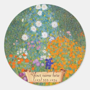Pegatina Redonda Gustav Klimt "Bauerngarten" Bookplate