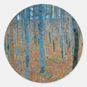Pegatina Redonda Gustav Klimt Beech Tree Forest Grove