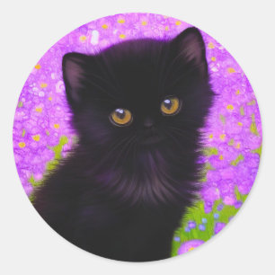 Pegatina Redonda Gustav Klimt Cat